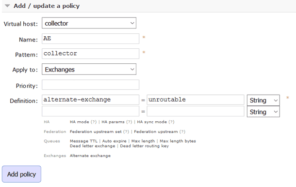 configuration de la policy